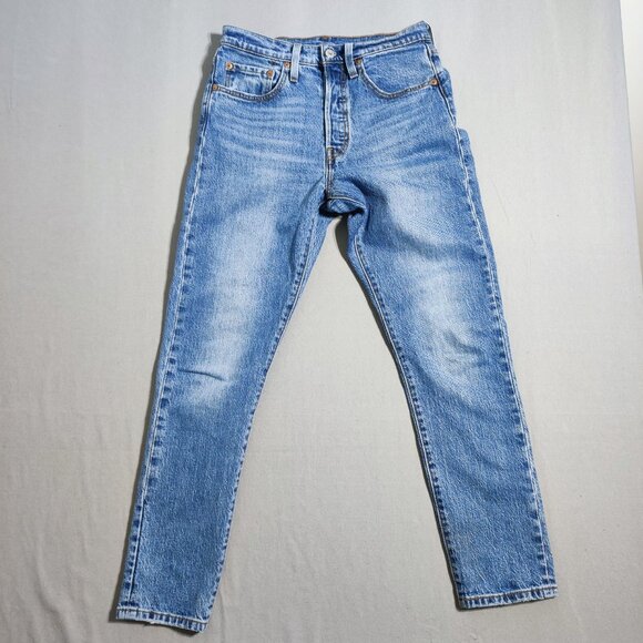 Levi's 501 S Skinny Classic jeans women's size W26/L28 medium washed denim blue - Picture 1 of 15